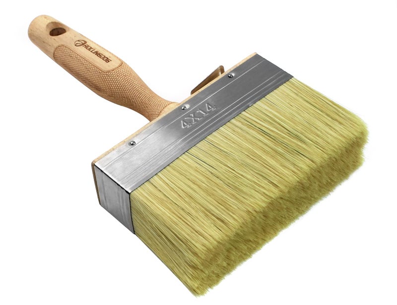 ROLLINGDOG 5.5" Deck Stain Limewash Brush - Wood Handle Large Deck Brush Applicator for Wall, Wood, Fence, Floor Painting - Image 1